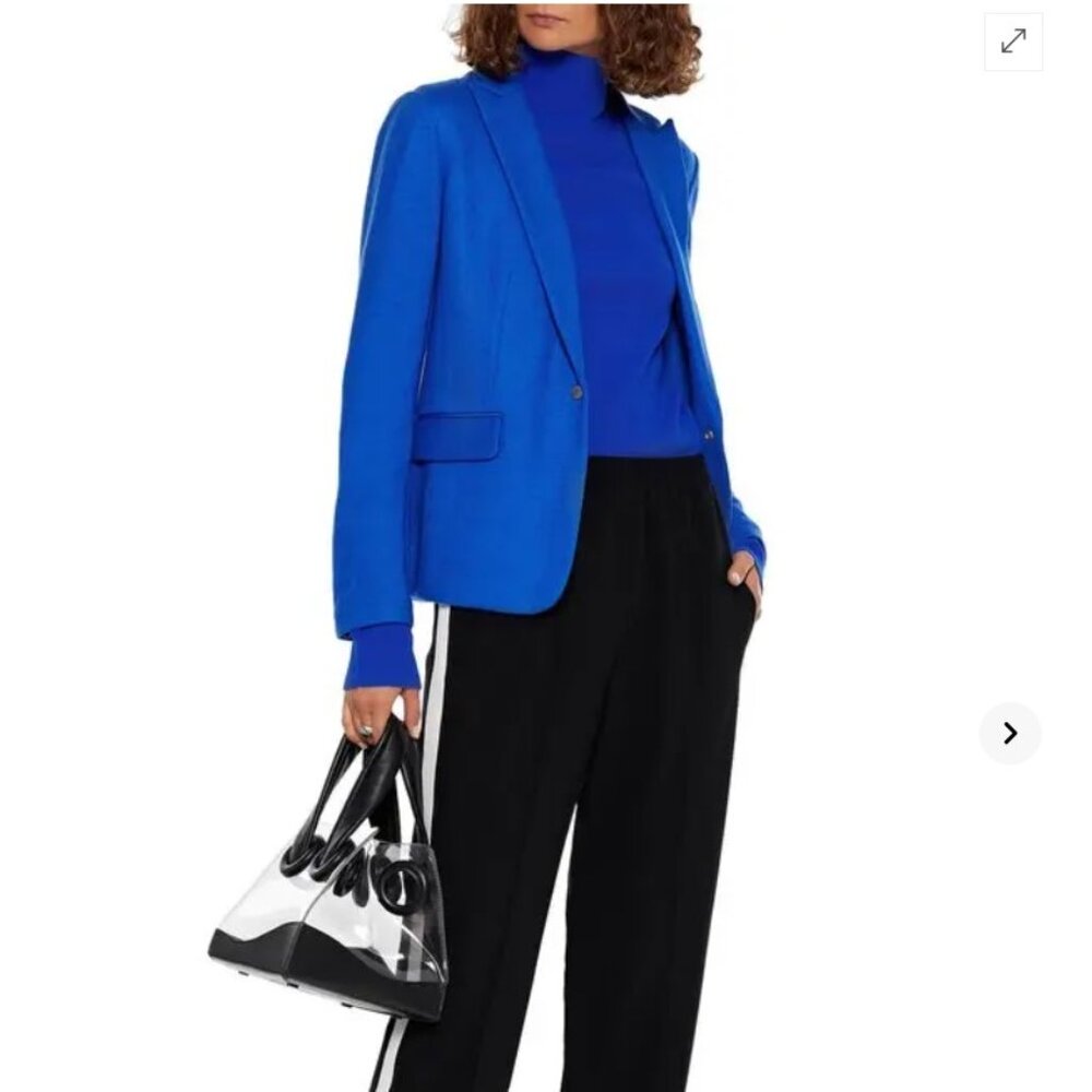 Rag & Bone. Blue Lexington Grosgrain-Trimmed Wool-Jersey Blazer. Size 6.